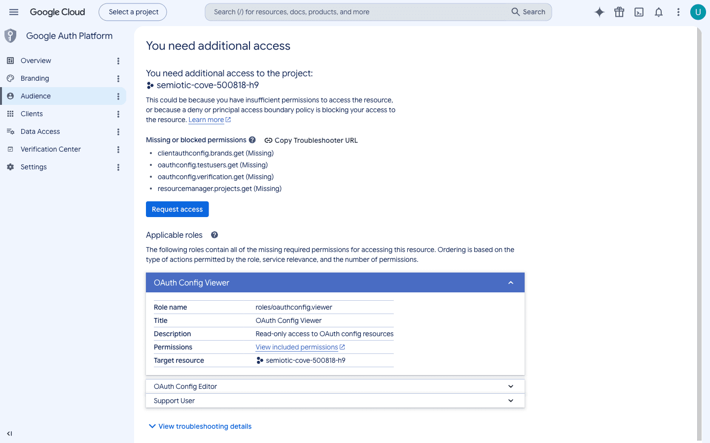 Audience page showing Internal vs External selection